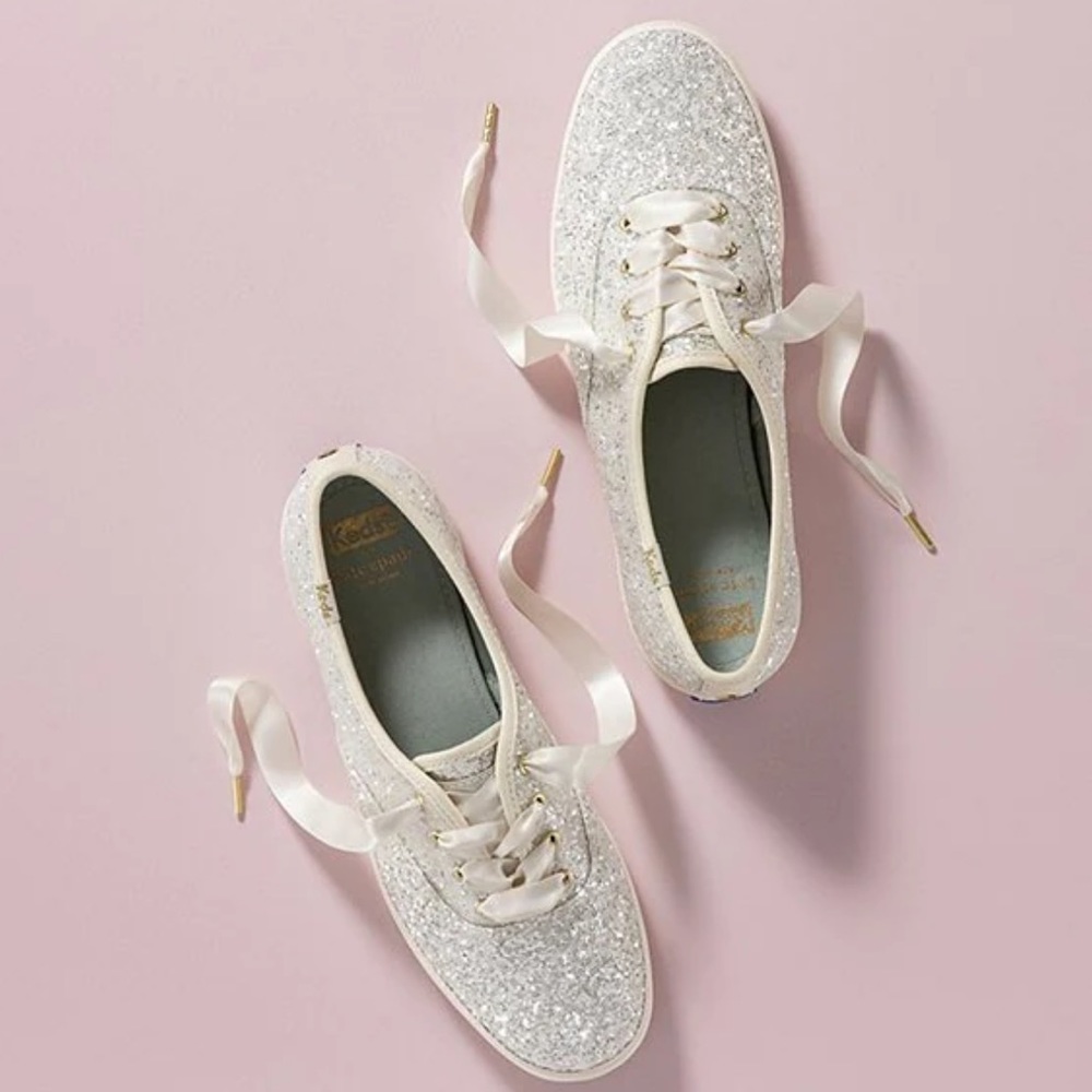Keds Kate Spade Glitter cream and gold